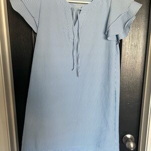 Blue and White Striped Dress